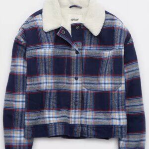 Like new Aerie Cropped Sherpa Lined Shacket
